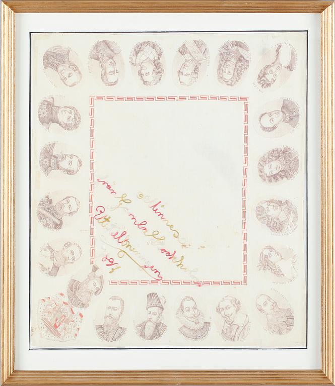 TEXTILTRYCK, 2 st, sent 1800-tal, Porträtt av Carl XV.