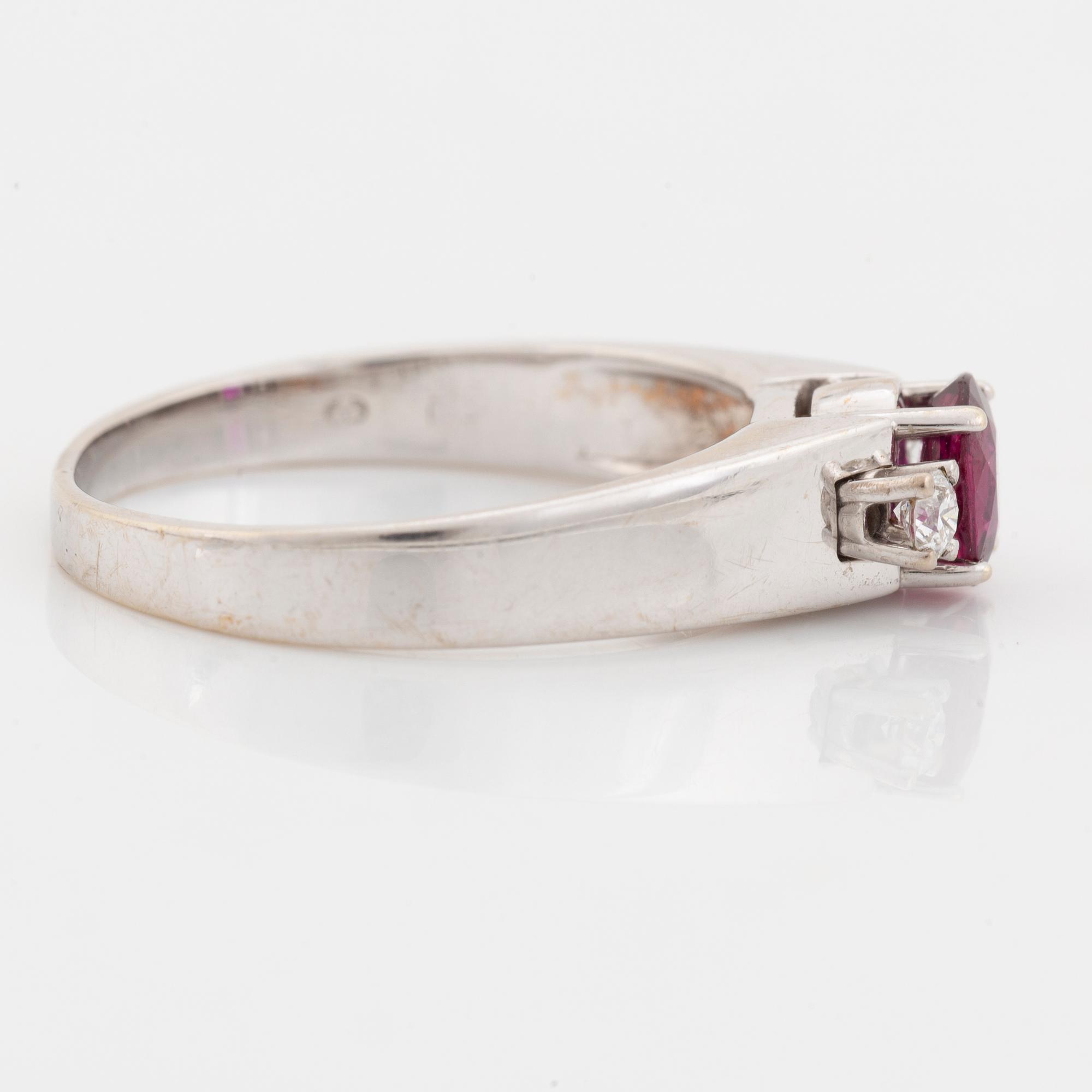 Ruby and brilliant cut diamond ring.