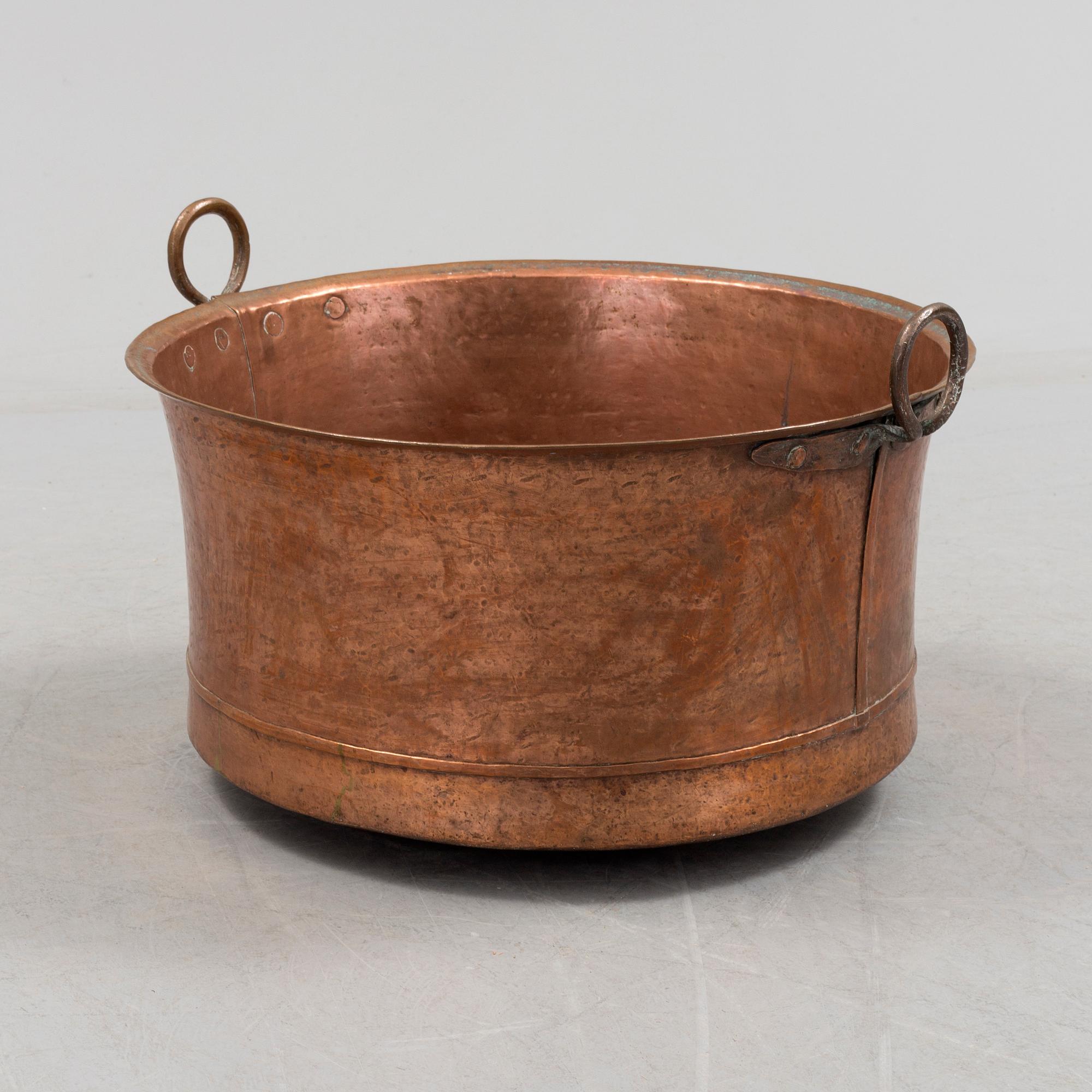 S Swedish 19th century copper pot firewood tub.