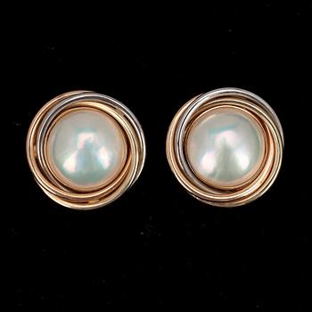 ÖRHÄNGEN, guld 14K, mabé pärlor.