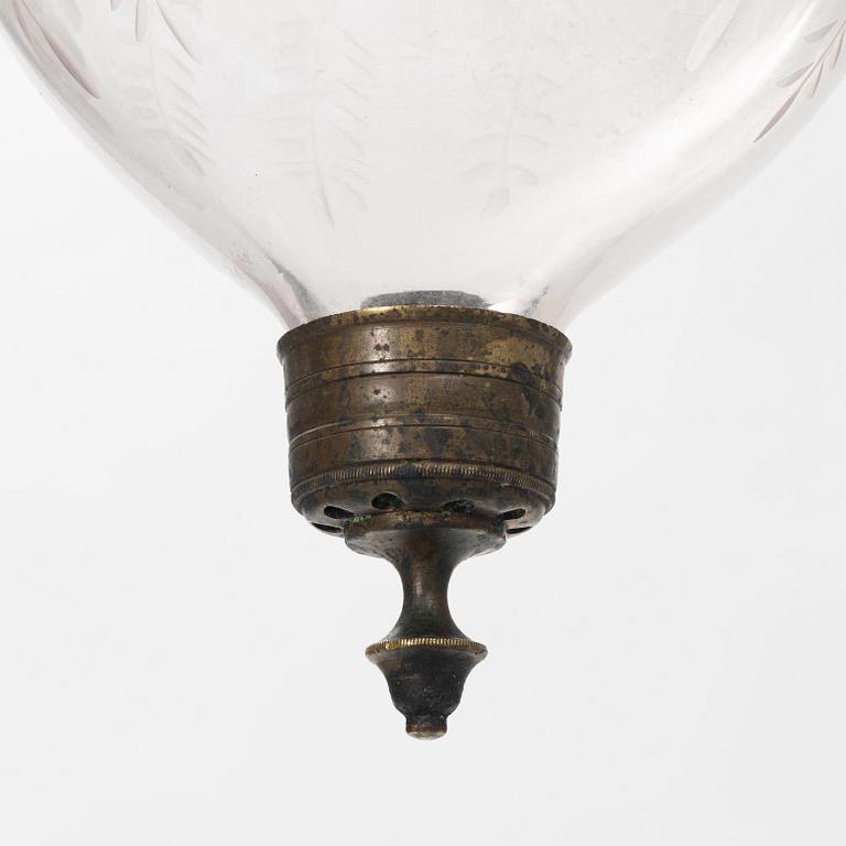 A glass ceiling lantern, around the year 1900.