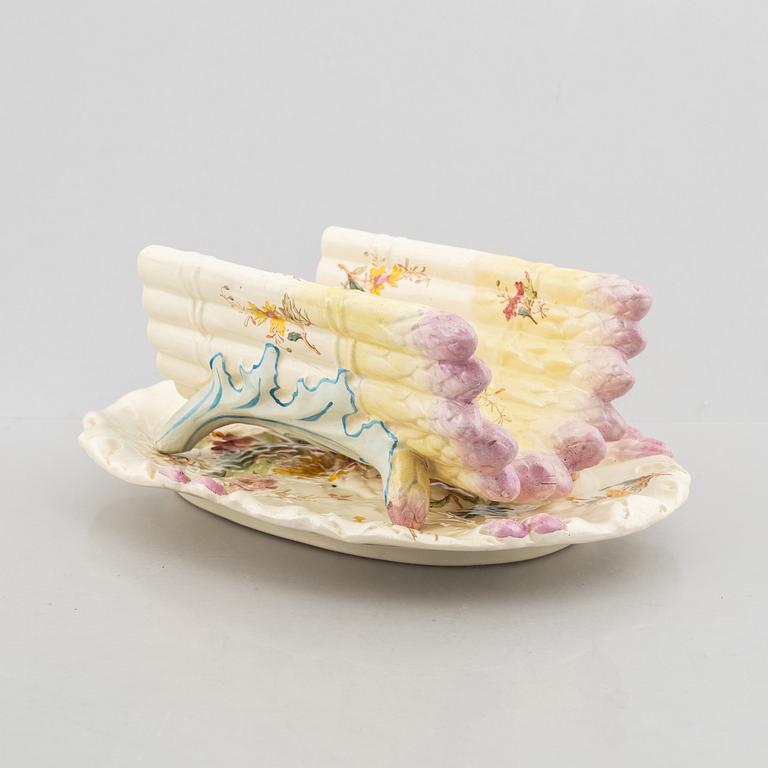 A two-part "Chrysanthème" Asparagus dish, Luneville, France, late 19th century.