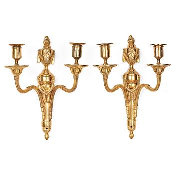 76. A pair of Louis XVI 18th century two-light wall-lights.