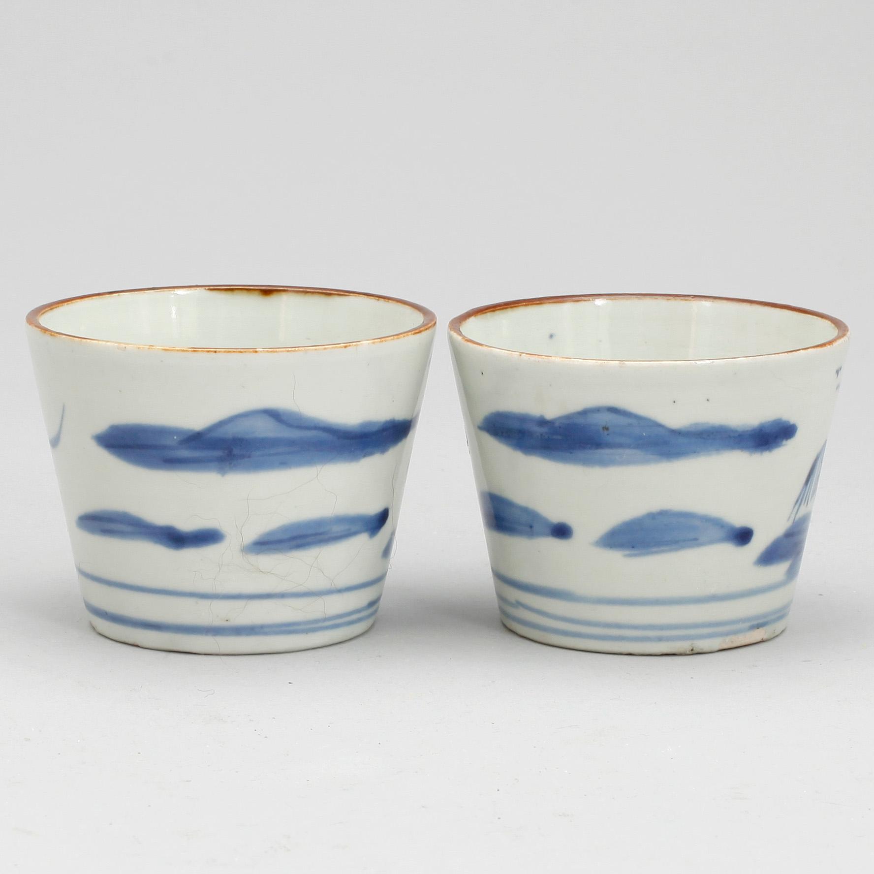 KOPPAR, ett par, porslin, Kina, Qing dynastin, Kangxi (1662-1722).
