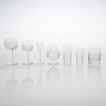 An 'Yrjö' crystal glassware set, 58 pieces, Riihimäen Lasi, Finland, latter half of the 20th century.
