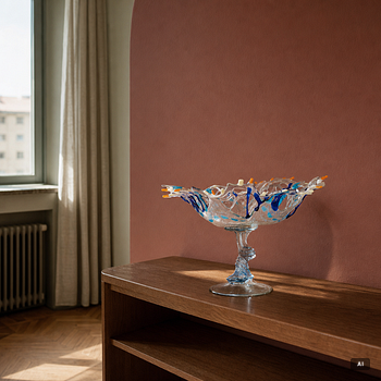Uppsatsskål, glas. Signerad ILK och daterad, -95.