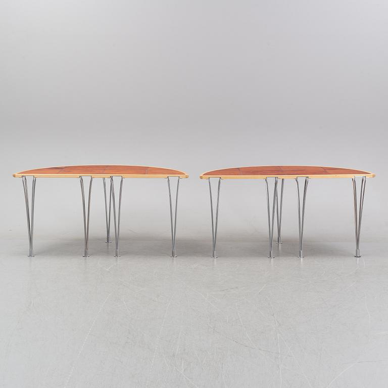 A birch and leather dining table in two parts, Mathsson International, 21th century.
