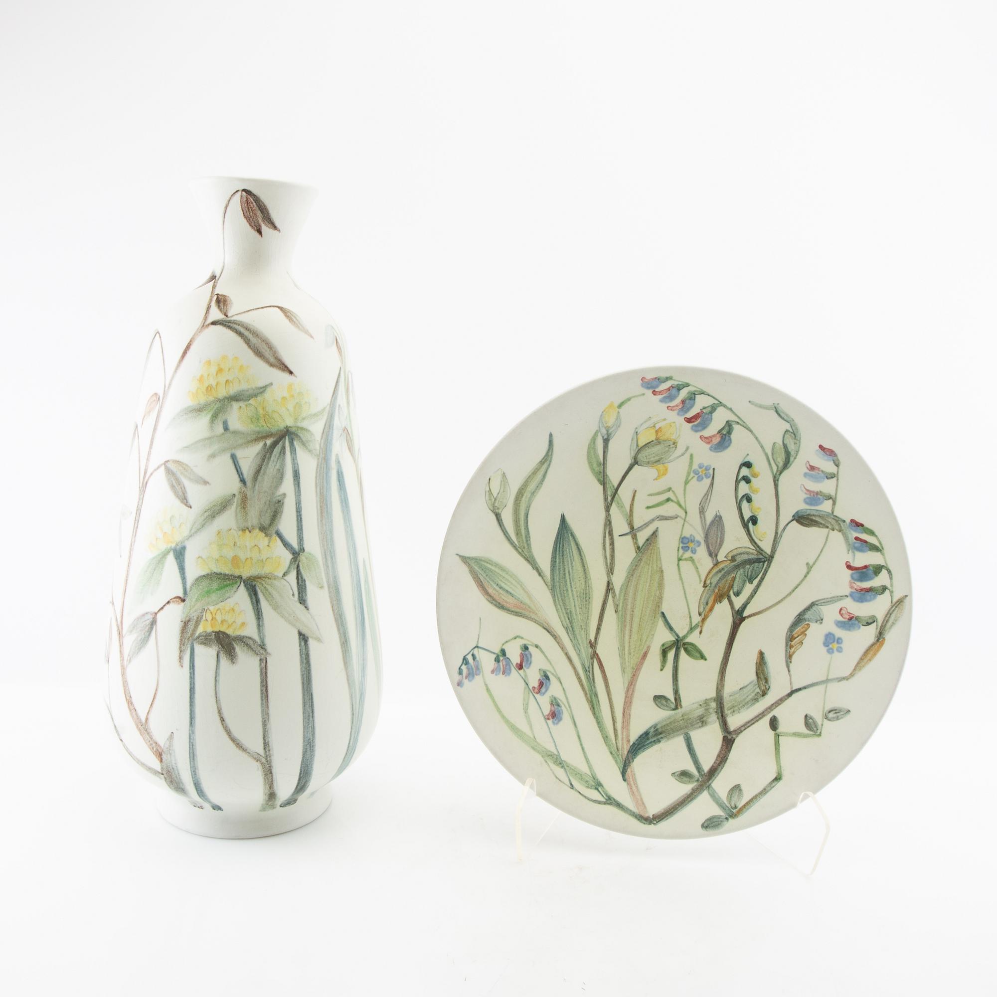 Carl-Harry Stålhane, vas samt skålfat Rörstrand 1900-talets mitt stengods.