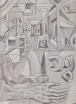 PETER WEISS, indian ink on paper, signed, executed in 1953.