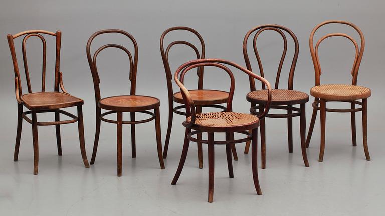 STOLAR, 5 st samt KARMSTOL, bl a Thonet, 1900-talets första hälft.