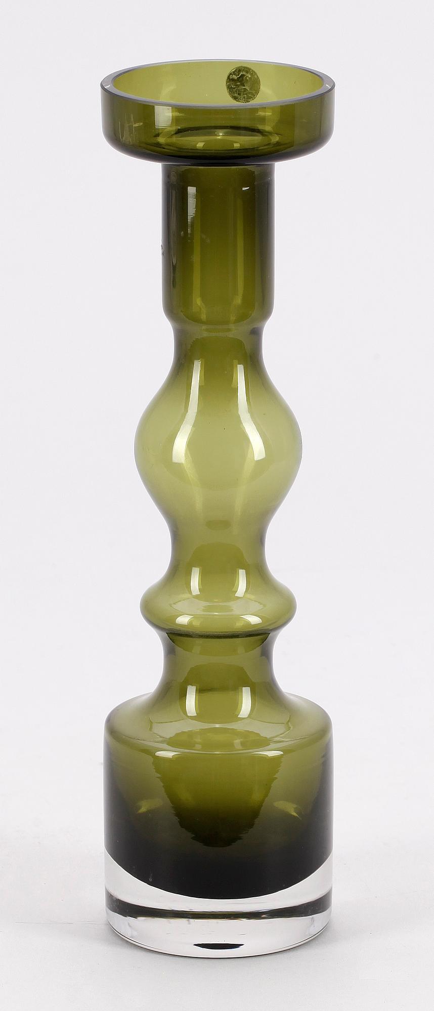 LJUSSTAKE, glas, "Pompador", Nanny Still, Nuutajärvi Notsjö, 1900-tal.