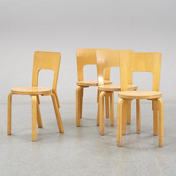 Alvar Aalto, stolar 4 st, modell 66, Artek, formgiven 1935.