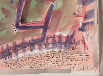 ULF LUNDELL, mixed media, signed Lundell and dated -87.