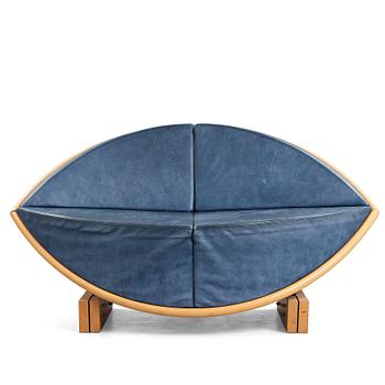 Sigurdur Gustafsson, a "Keflavik", beech, steel and leather sofa, Källemo, Sweden post 2000.