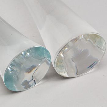 A PAIR OF CENEDESE GLASS CANDLESTICKS, later part of the 20th century.