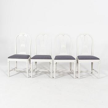 A set of four Gustavian style painted chairs mid 1900s/later part.