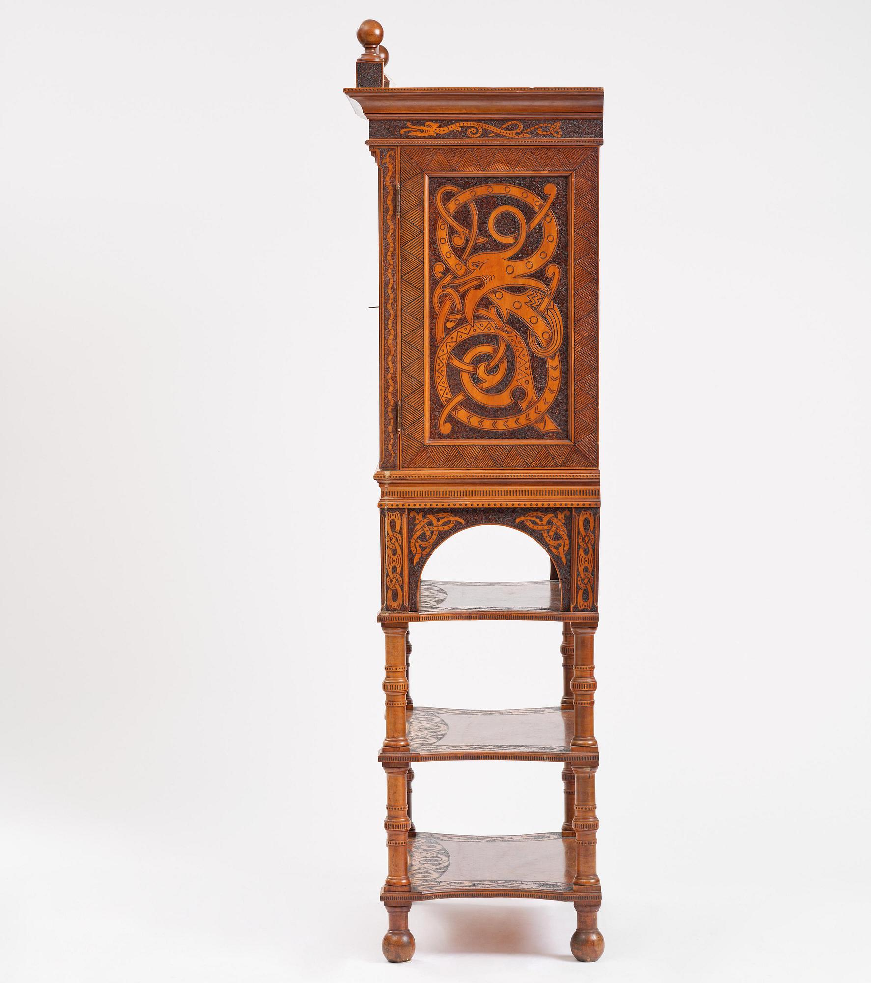 Cabinet, probably Norway, Old Norse style, late 19th century.