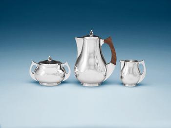 736. A Hans Hansen sterling 3 pcs coffee set, Denmark 1949.