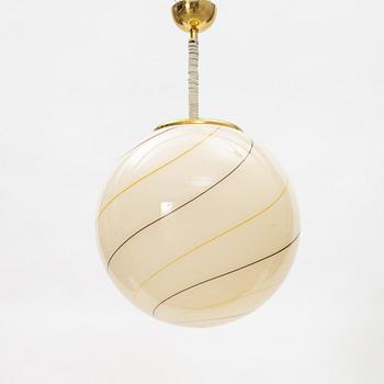 A glass ceiling lamp, probably Murano, Italy, second half of the 20th Century.
