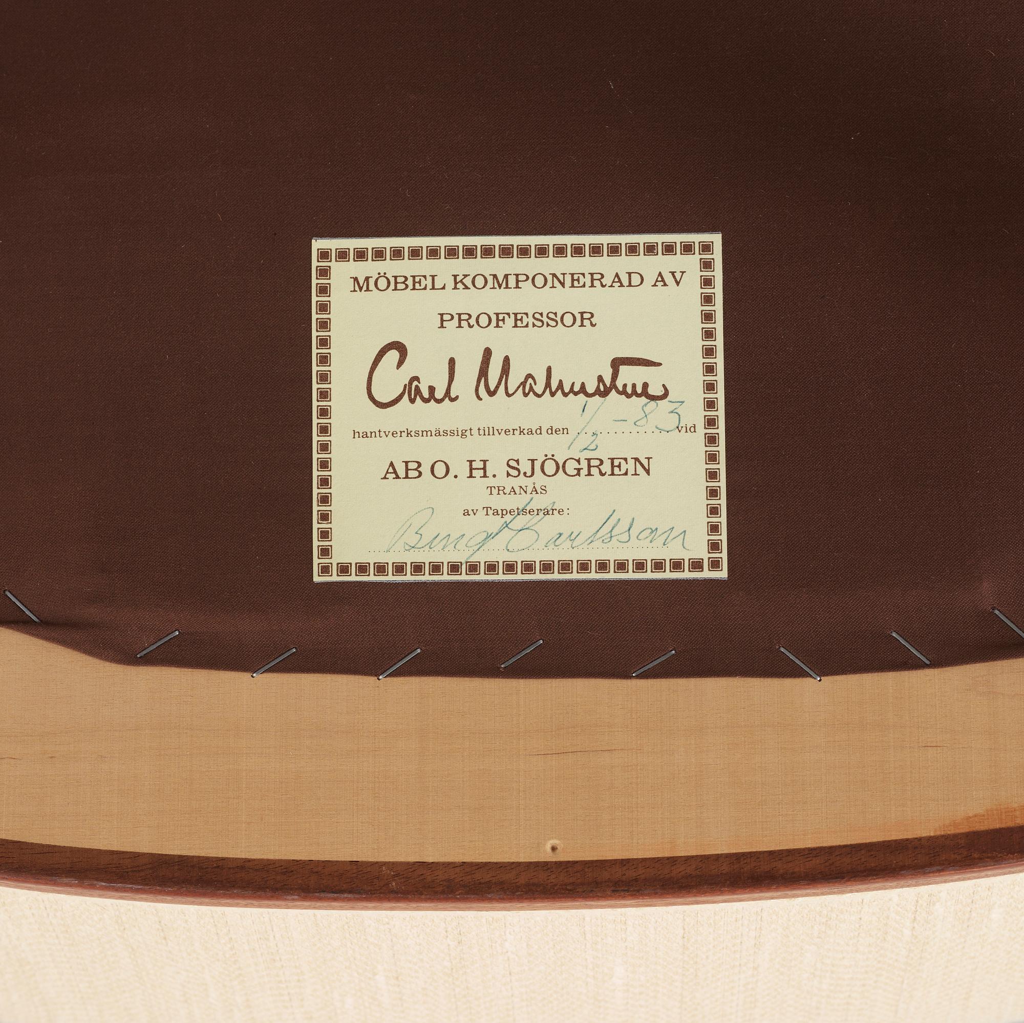 FÅTÖLJ, "Vår fru", Carl Malmsten, OH  Sjögren, 1900-talets slut.