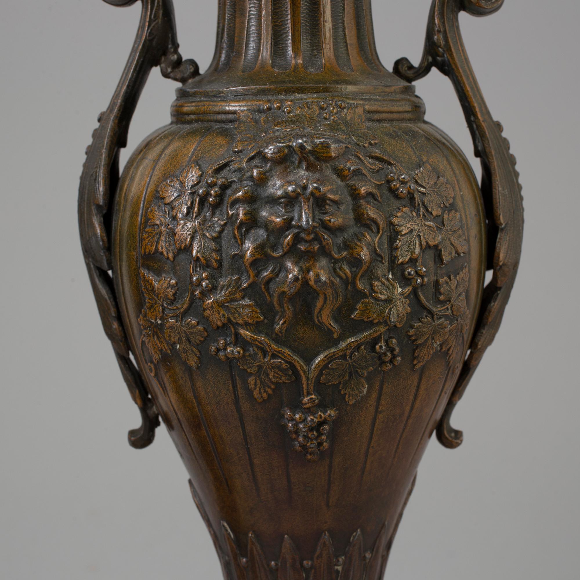A PAIR OF SPELTER VASES, late 19th century.