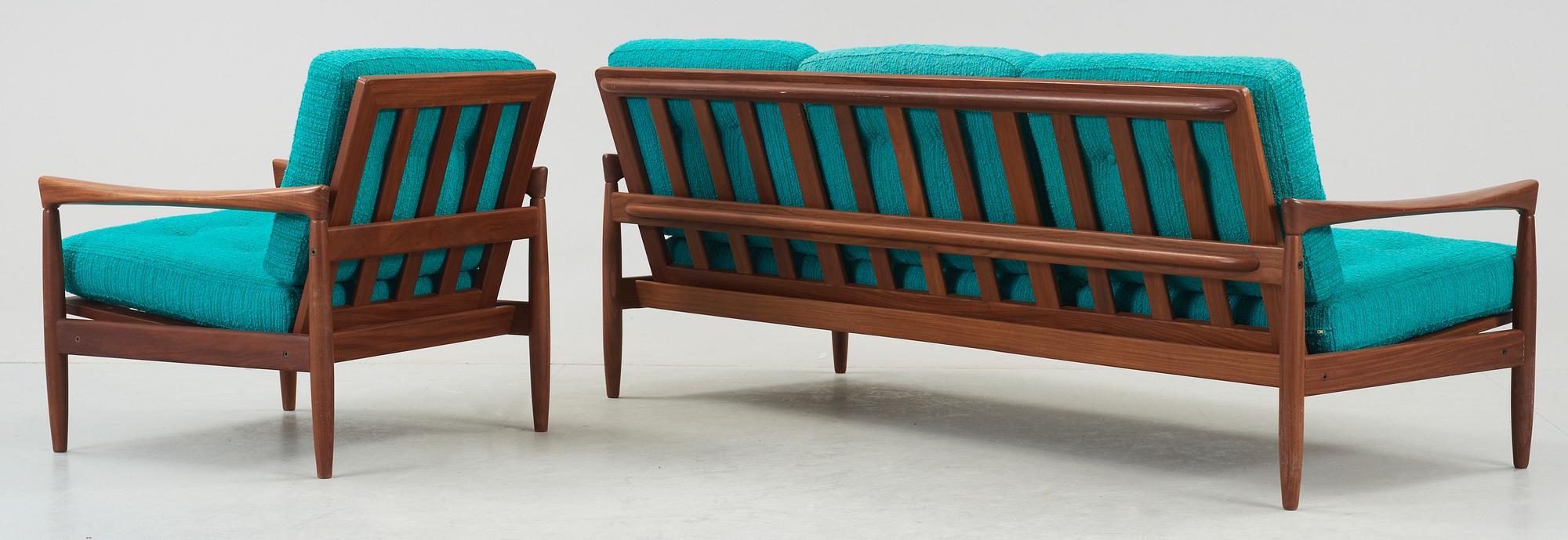 FÅTÖLJ samt SOFFA, "Kolding", Erik Wörtz, 1960-tal.