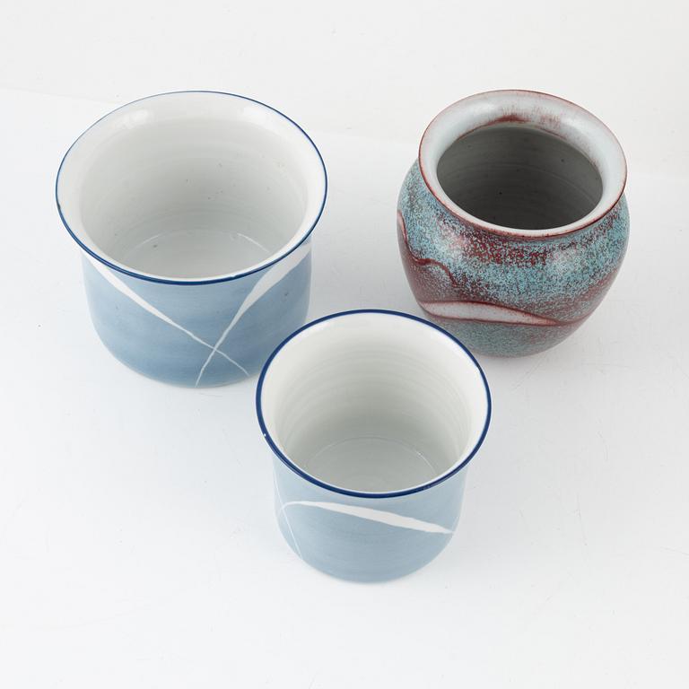 Gösta Millberg, a group of three vases and three pots, Rörstrand.