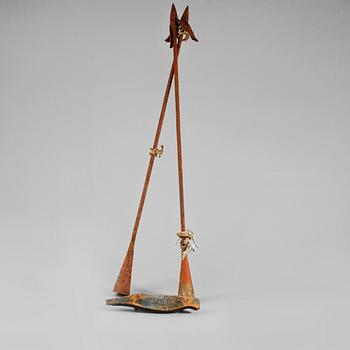 HARPUNER, ett par, SAMT MAKRILLMETA, järn respektive trä, 1800-tal.