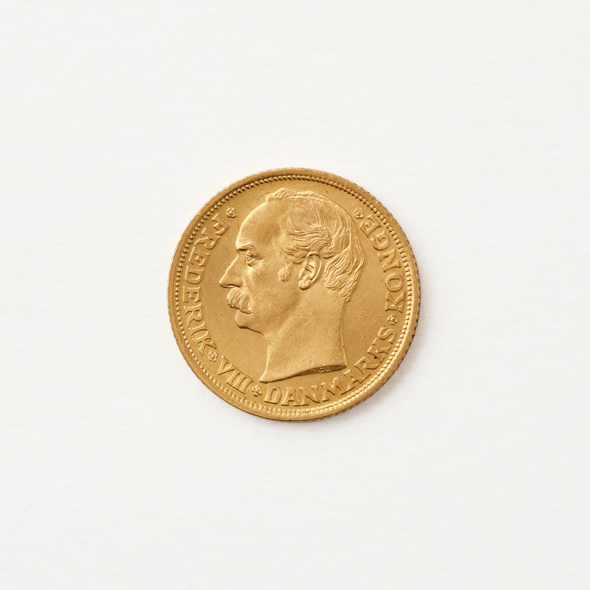 Gold coin, Frederik VIII, Denmark, 10 kroner, 1909.