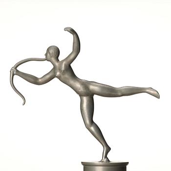 Nils Fougstedt, a pewter and brass centerpiece, model "A 294", Firma Svenskt Tenn, Stockholm, 1931.