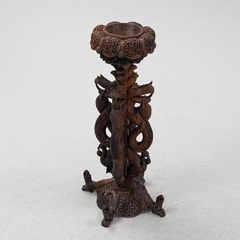 A South East Asian carved wooden piedestal,  20th Century.