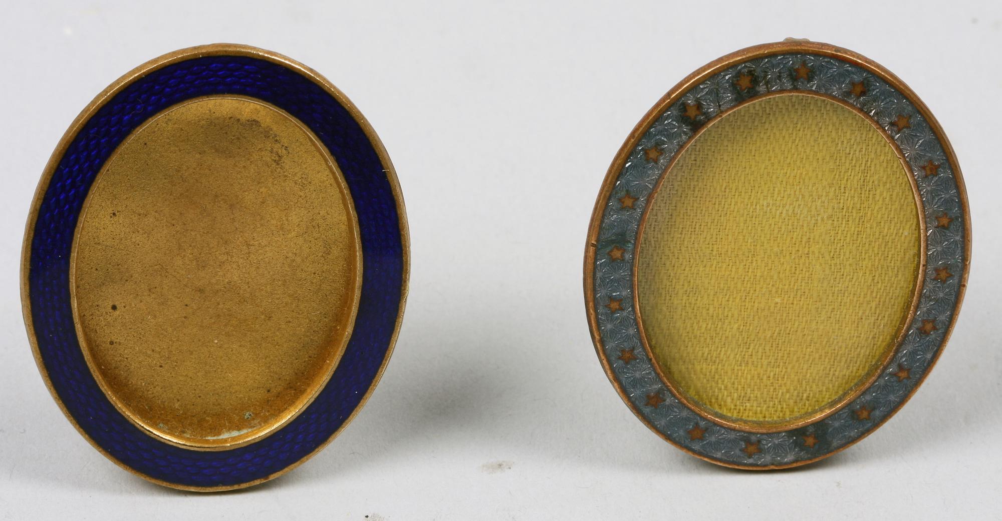RAMAR, ett par, emalj,mässing, 1800/1900-tal.