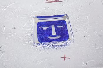 A signed Bertil Vallien glass object for Kosta Boda.