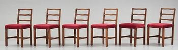 Erik Lund, ERIK LUND, a suite of six Swedish Grace stained beech dining chairs, Stockholm, Sweden ca 1926.