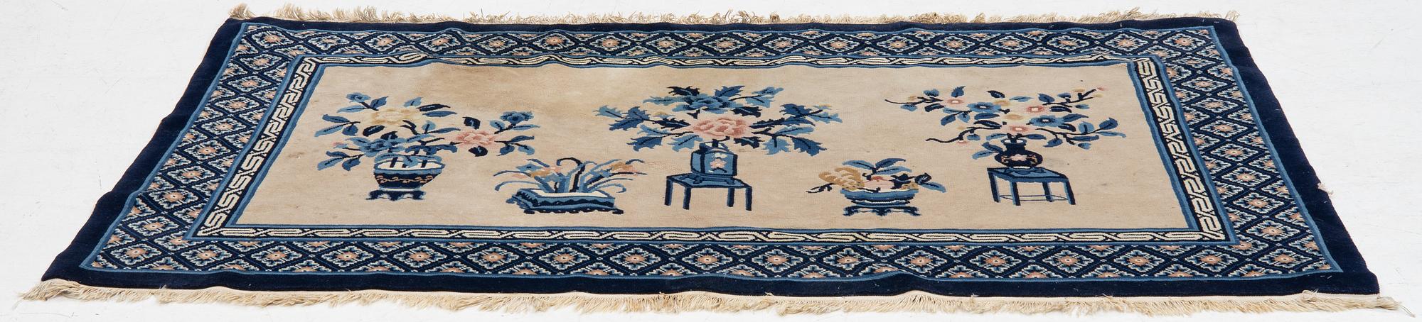 Rug, old, China, "antique finish", approx. 204 x 125 cm.