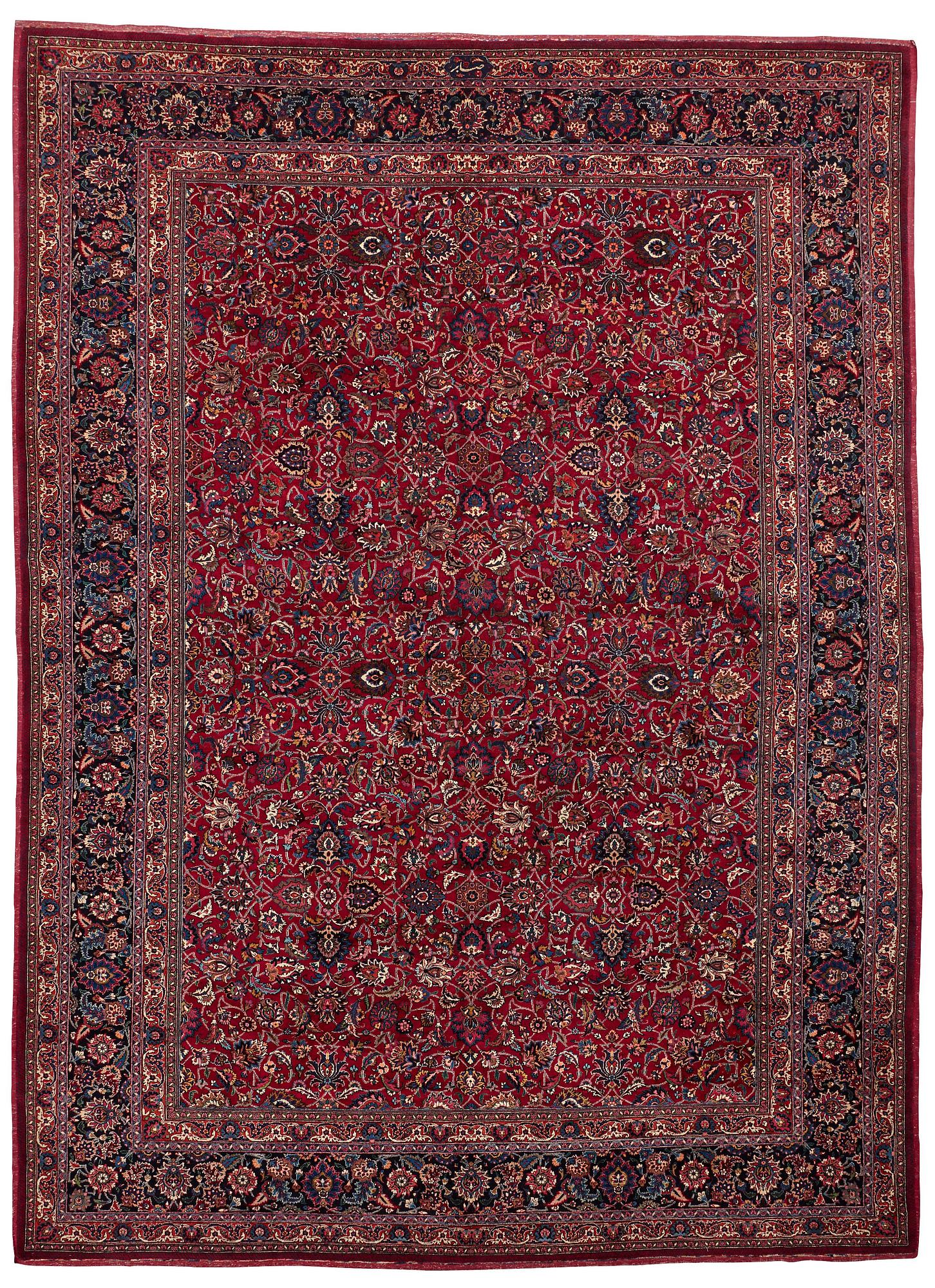 MATTA, semiantik Meshed, sk Saber, ca 475 x 349 cm (inklusive slätväv).