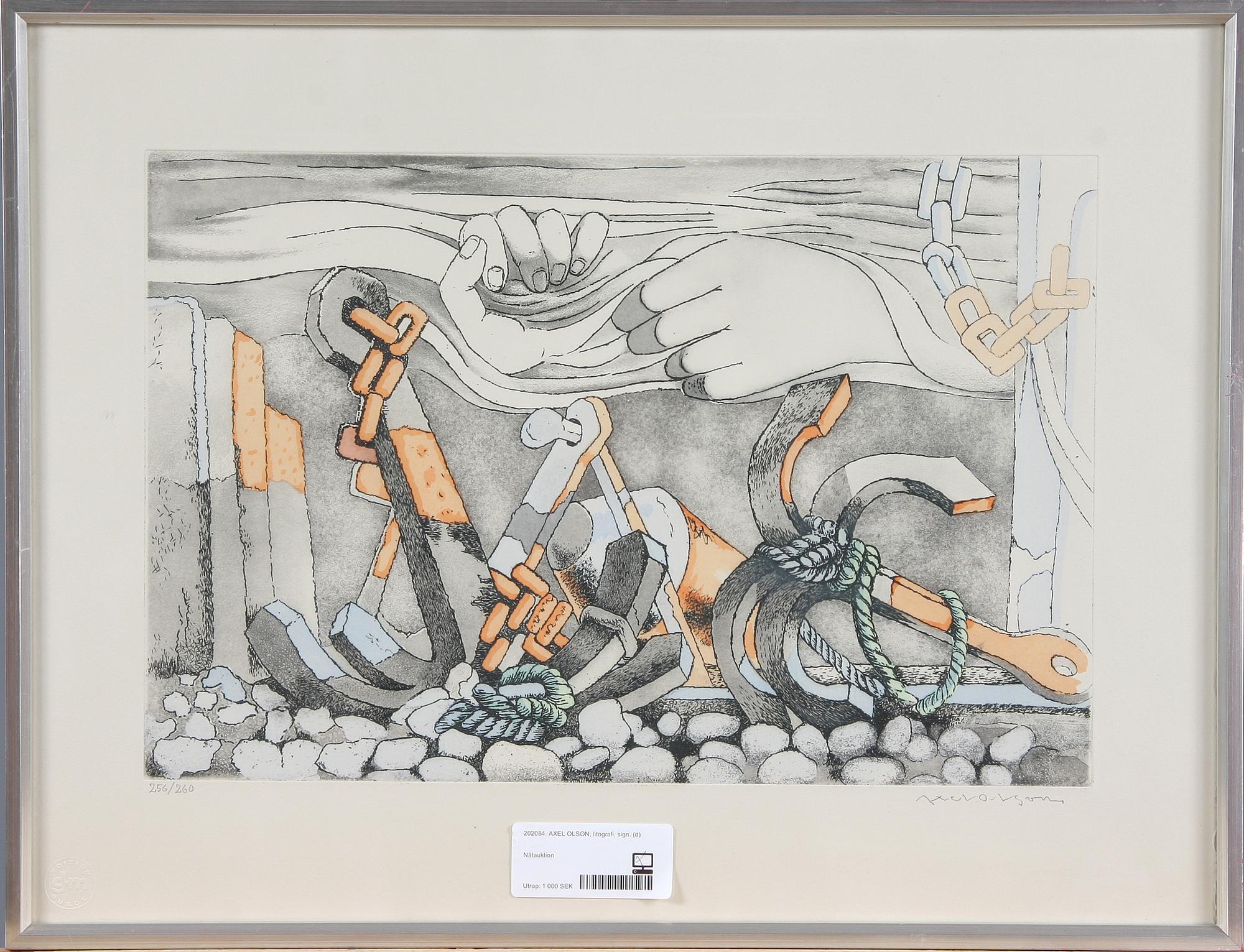 AXEL OLSON, litografi, sign. o numr. "256/260".
