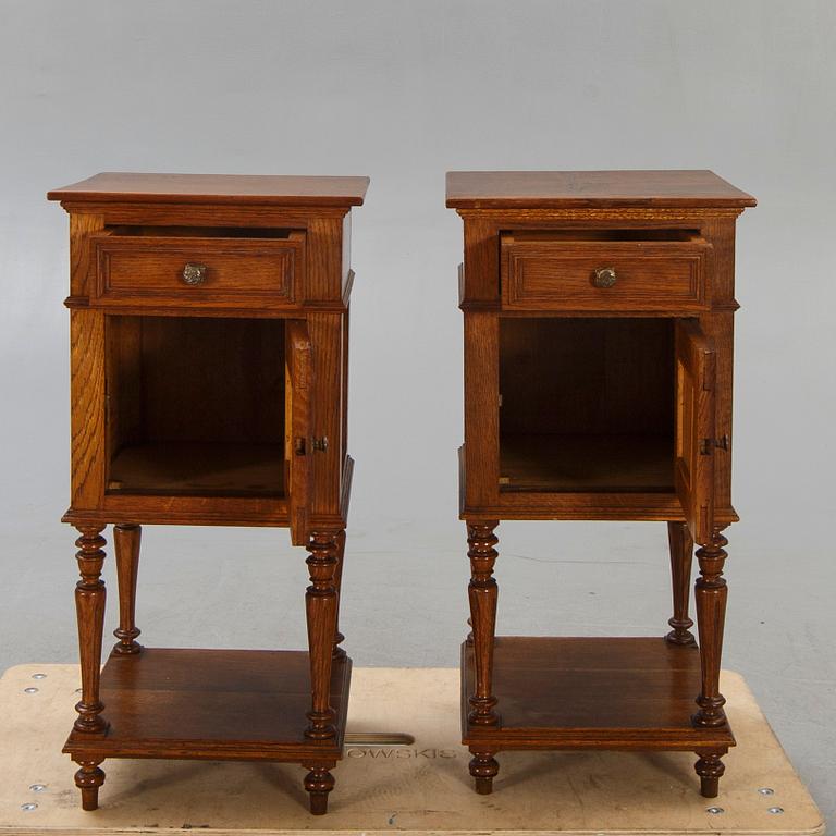 A pair of oak bedside tables first half of the 20th century.