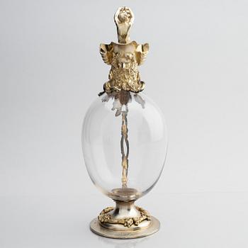 John Newton Mappin, vinkaraff, förgyllt silver och glas, London 1888.