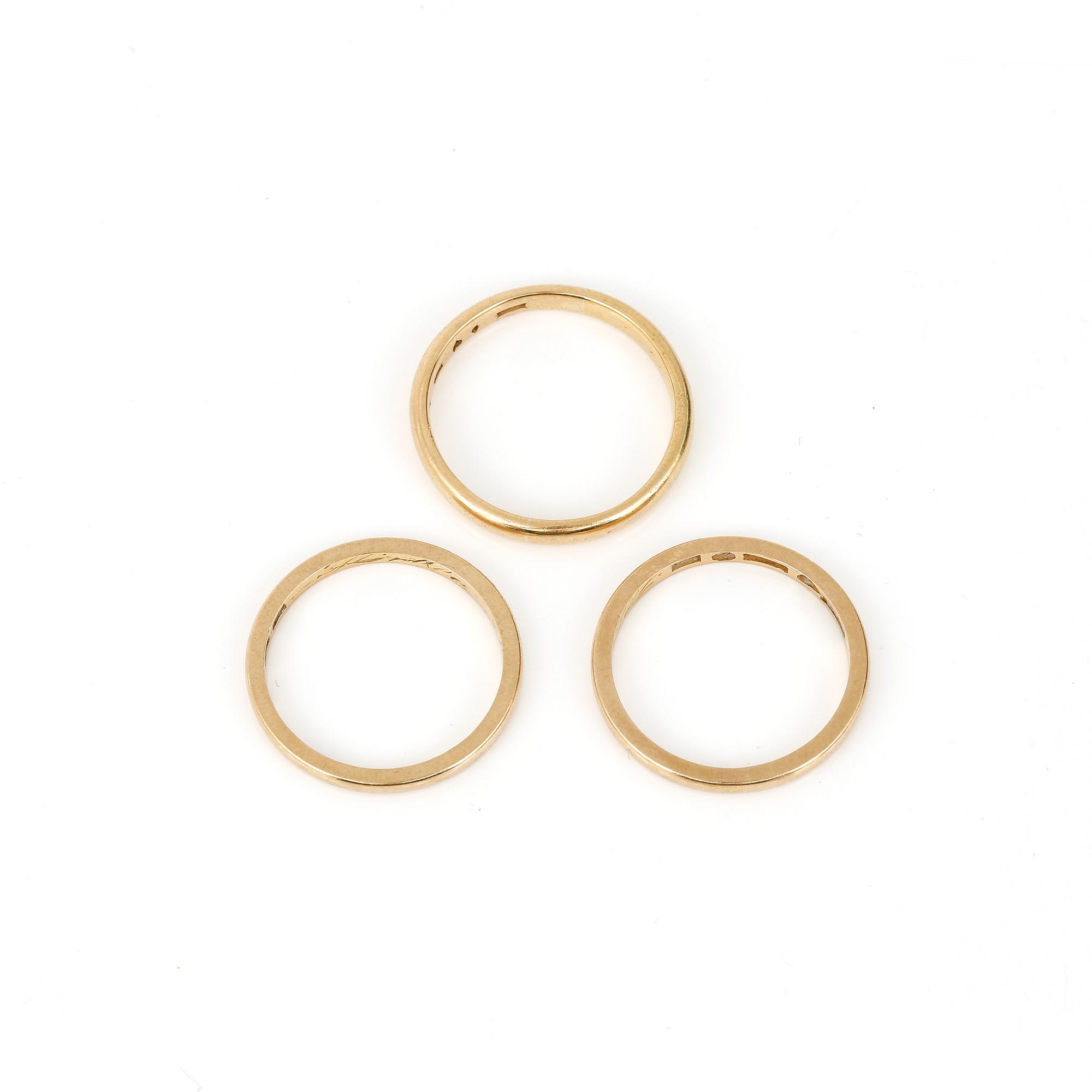 VIGSELRINGAR, 3st, 20K guld, bland annat 1935. Vikt ca 10g.