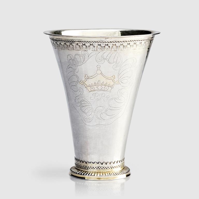 A Swedish parcel-gilt silver beaker, mark of Lars Magnus Kallerström, Kalmar 1779.