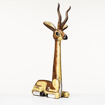 Vicke Lindstrand, a glazed ceramic figure of a gazelle, Upsala-Ekeby, 1948-60.