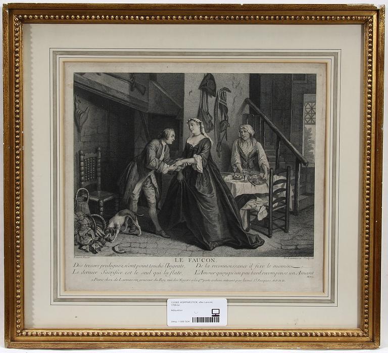 KOPPARSTICK, efter Lancret, 1700-tal.