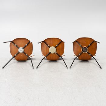Arne Jacobsen, chairs, 2 + 1, "The T-Chair", Fritz Hansen, 1960s-70s.