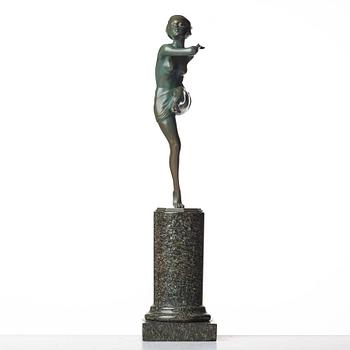 JOSEF LORENZL, a patinated bronze art déco sculpture of a dancer, Austria.