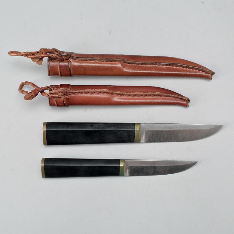 PUUKKO-KNIVAR, två st, Tapio Wirkkala, Hackman, Finland. Formgiven 1961.