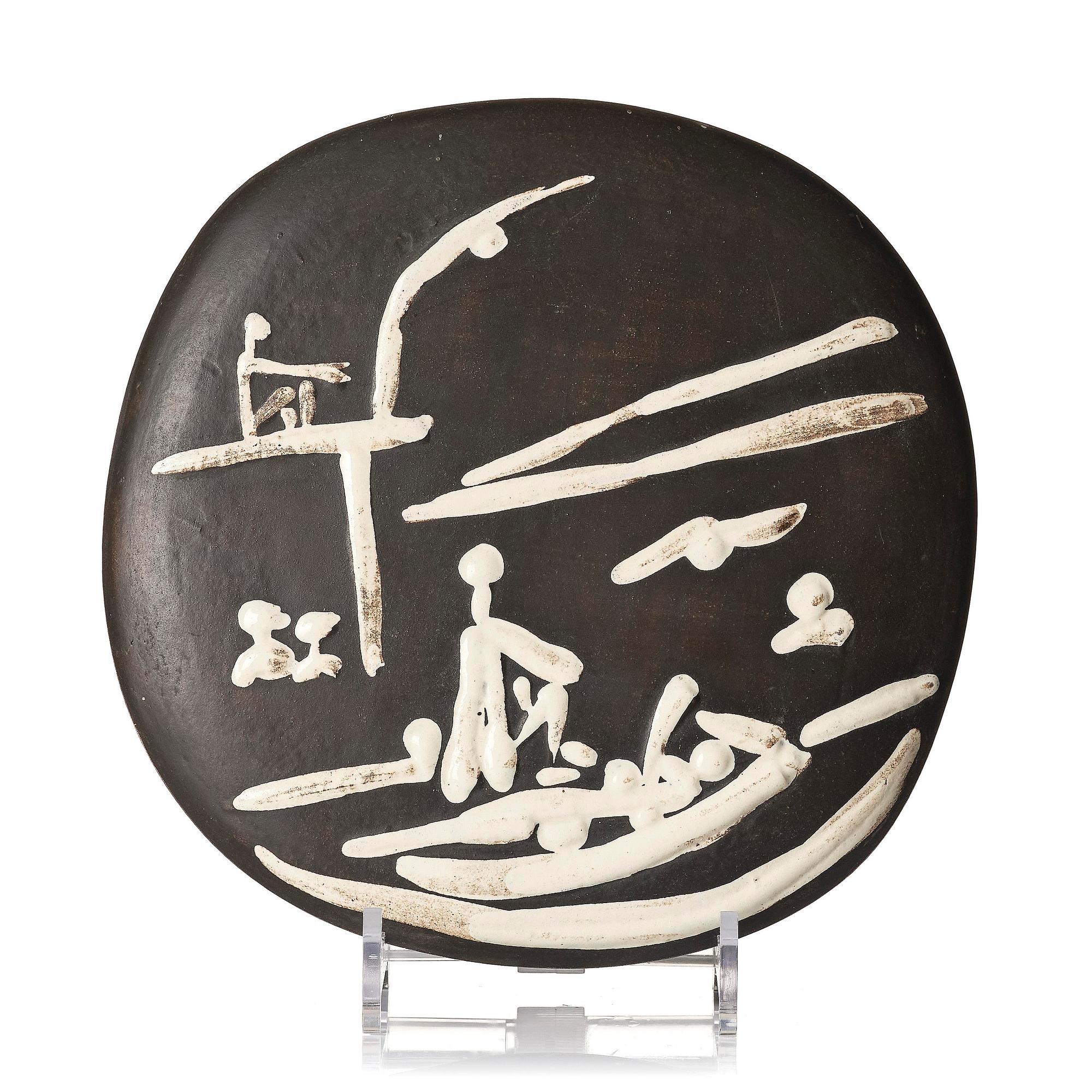 Pablo Picasso, plakett, fajans, "Scène de plage" (A.R. 391), Madoura, Vallauris, Frankrike, efter 1956.