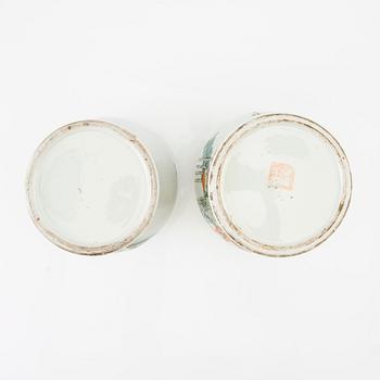 A set of two Chinese ladies and boys vases, 20th century.