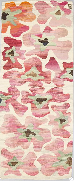 A tapestry, flat weave,  ca 302 x 113-116 cm, signed BICE.