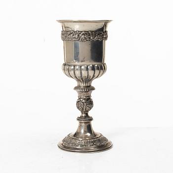 Cup and pipe, silver, one with mark of Claes Christian Carlén, Borås 1854.